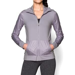 Under Armour Track Jacket S Small Gray Fitted Full Zip Warm Up Studio Essential